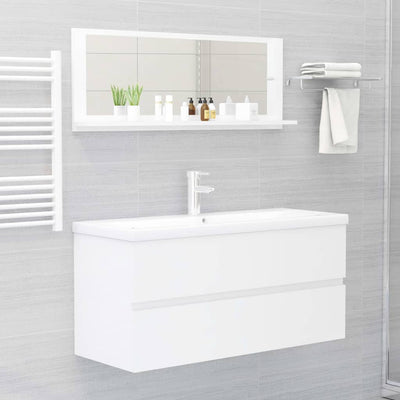 Bathroom Mirror High Gloss White 100x10.5x37 cm Engineered Wood