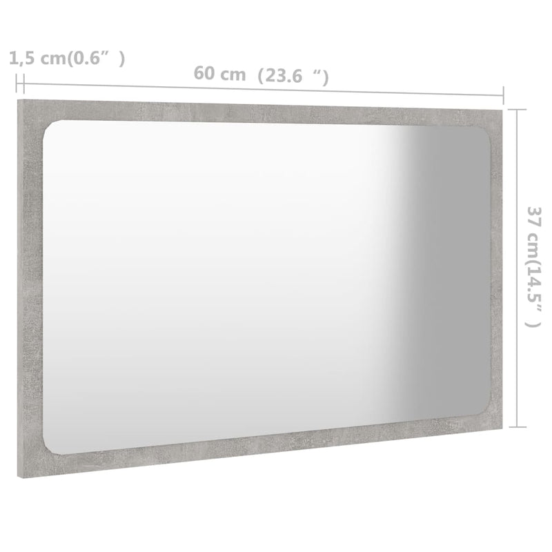 Bathroom Mirror Concrete Grey 60x1.5x37 cm Engineered Wood