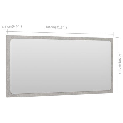 Bathroom Mirror Concrete Grey 80x1.5x37 cm Engineered Wood