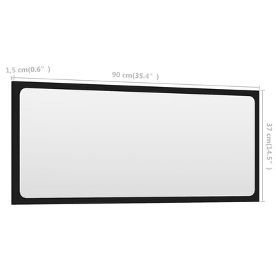 Bathroom Mirror Black 90x1.5x37 cm Engineered Wood