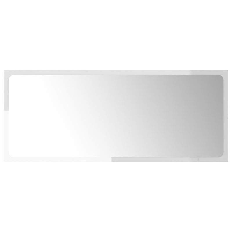 Bathroom Mirror High Gloss White 90x1.5x37 cm Engineered Wood