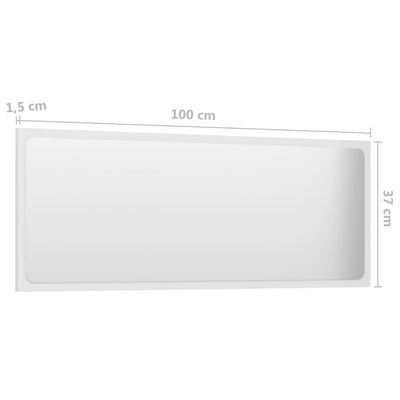 Bathroom Mirror High Gloss White 100x1.5x37 cm Engineered Wood