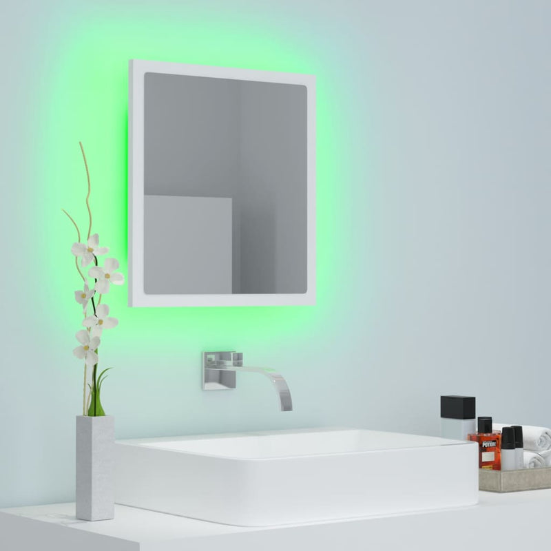 LED Bathroom Mirror White 40x8.5x37 cm Acrylic