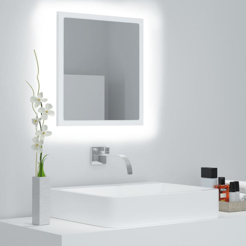 LED Bathroom Mirror White 40x8.5x37 cm Acrylic