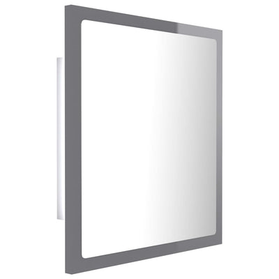 LED Bathroom Mirror High Gloss Grey 40x8.5x37 cm Acrylic