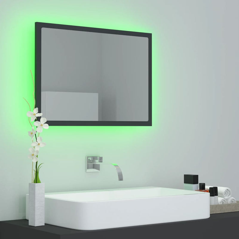 LED Bathroom Mirror Grey 60x8.5x37 cm Acrylic