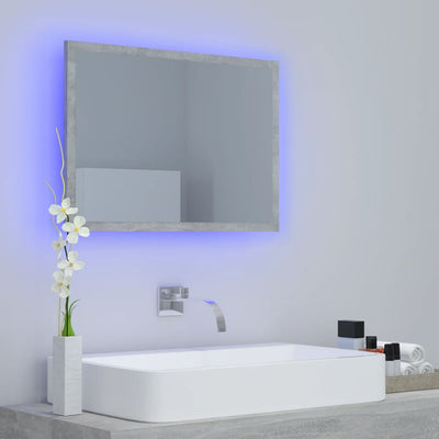 LED Bathroom Mirror Concrete Grey 60x8.5x37 cm Acrylic