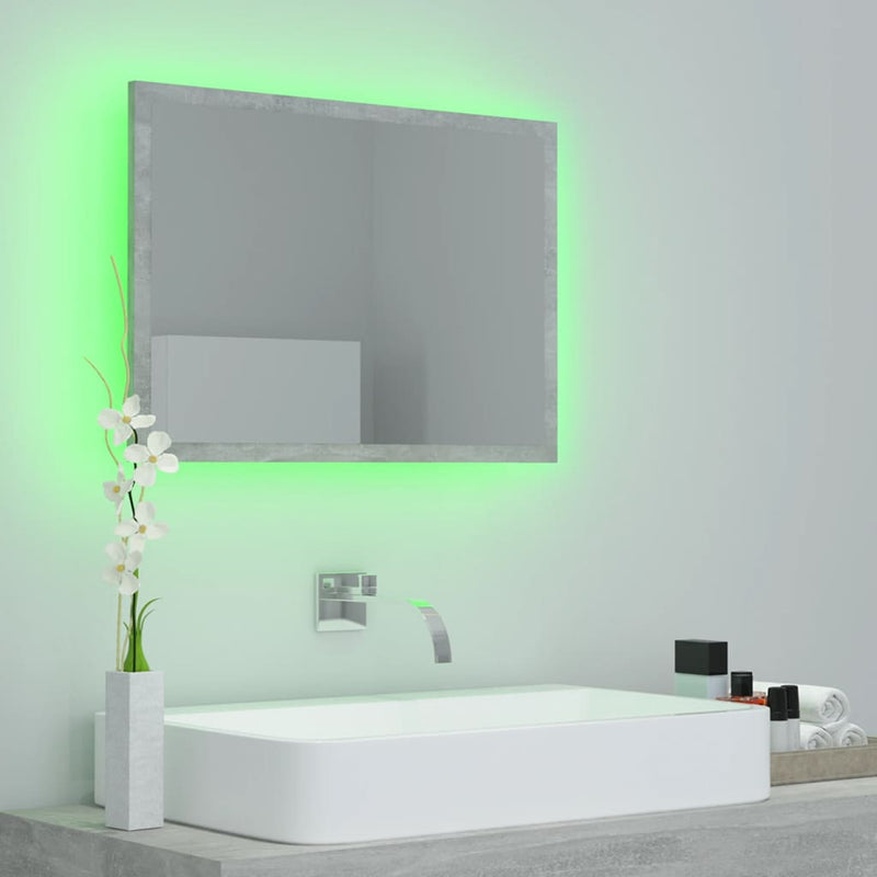 LED Bathroom Mirror Concrete Grey 60x8.5x37 cm Acrylic