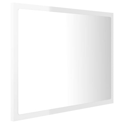 LED Bathroom Mirror High Gloss White 60x8.5x37 cm Acrylic