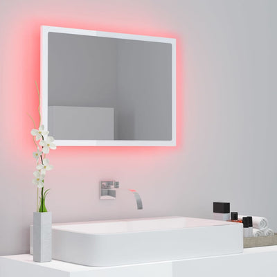 LED Bathroom Mirror High Gloss White 60x8.5x37 cm Acrylic