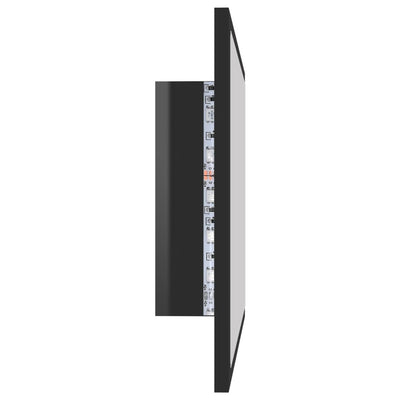 LED Bathroom Mirror High Gloss Black 60x8.5x37 cm Acrylic