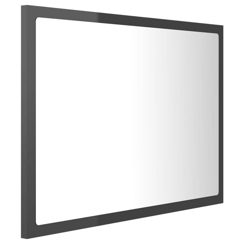 LED Bathroom Mirror High Gloss Grey 60x8.5x37 cm Acrylic