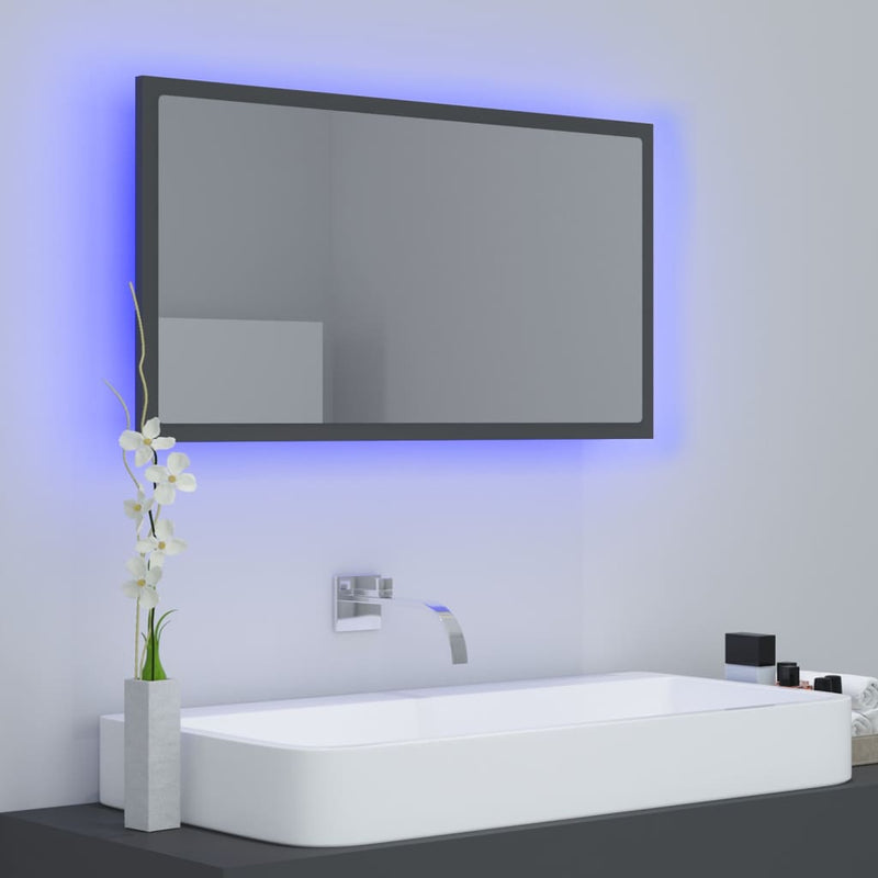 LED Bathroom Mirror Grey 80x8.5x37 cm Acrylic