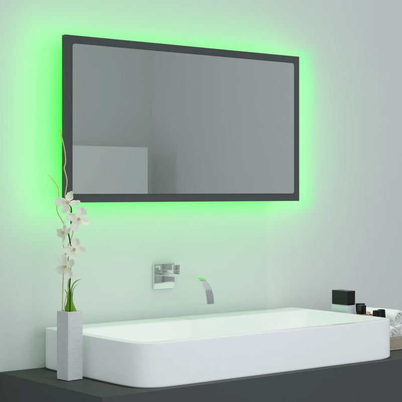 LED Bathroom Mirror Grey 80x8.5x37 cm Acrylic