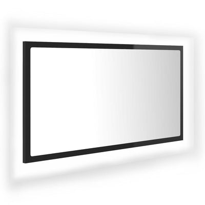 LED Bathroom Mirror High Gloss Black 80x8.5x37 cm Acrylic