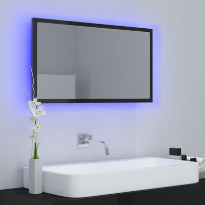 LED Bathroom Mirror High Gloss Black 80x8.5x37 cm Acrylic