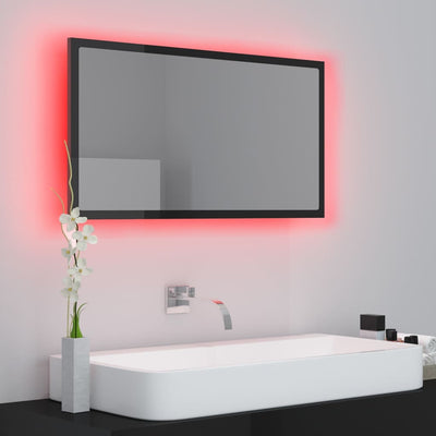 LED Bathroom Mirror High Gloss Black 80x8.5x37 cm Acrylic