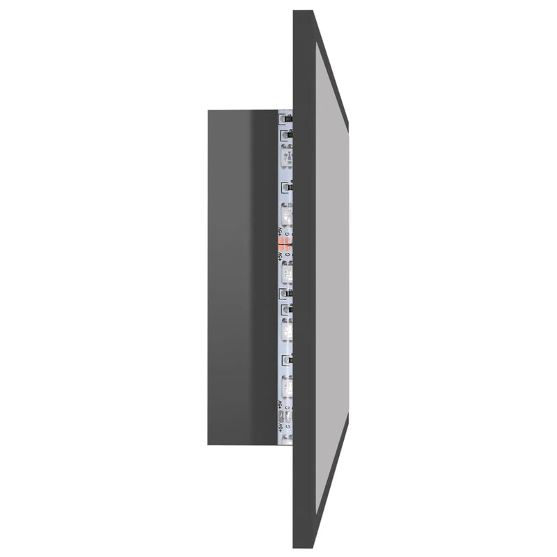 LED Bathroom Mirror High Gloss Grey 80x8.5x37 cm Acrylic