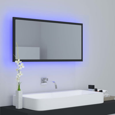 LED Bathroom Mirror Grey 90x8.5x37 cm Acrylic