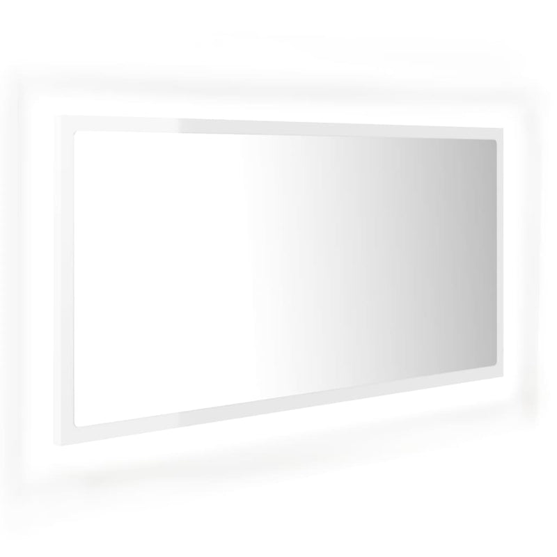 LED Bathroom Mirror High Gloss White 90x8.5x37 cm Acrylic