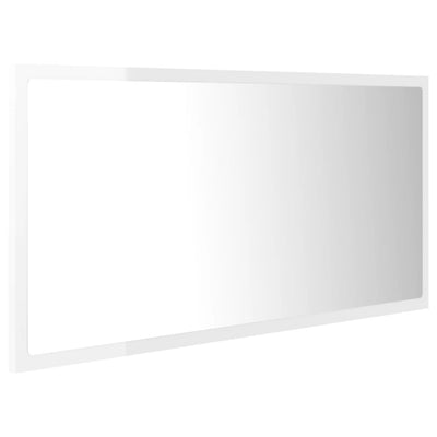 LED Bathroom Mirror High Gloss White 90x8.5x37 cm Acrylic