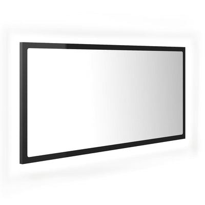 LED Bathroom Mirror High Gloss Black 90x8.5x37 cm Acrylic