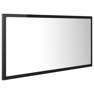 LED Bathroom Mirror High Gloss Black 90x8.5x37 cm Acrylic