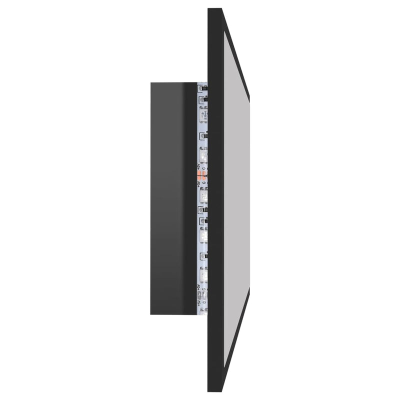 LED Bathroom Mirror High Gloss Black 90x8.5x37 cm Acrylic