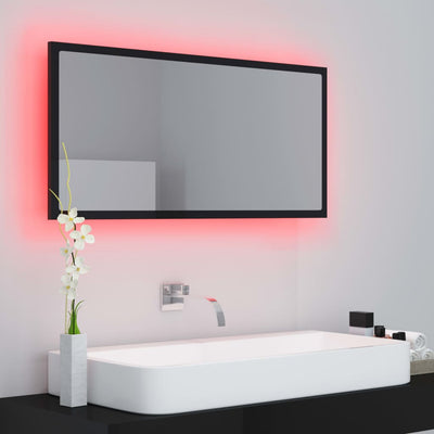 LED Bathroom Mirror High Gloss Black 90x8.5x37 cm Acrylic