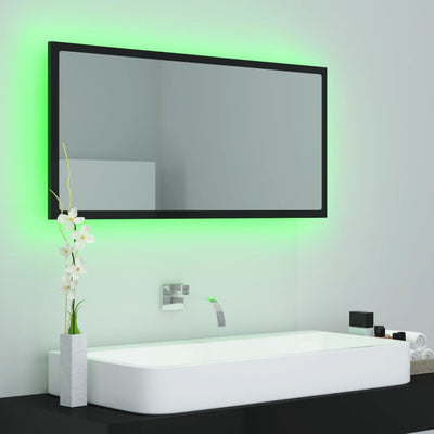 LED Bathroom Mirror High Gloss Black 90x8.5x37 cm Acrylic