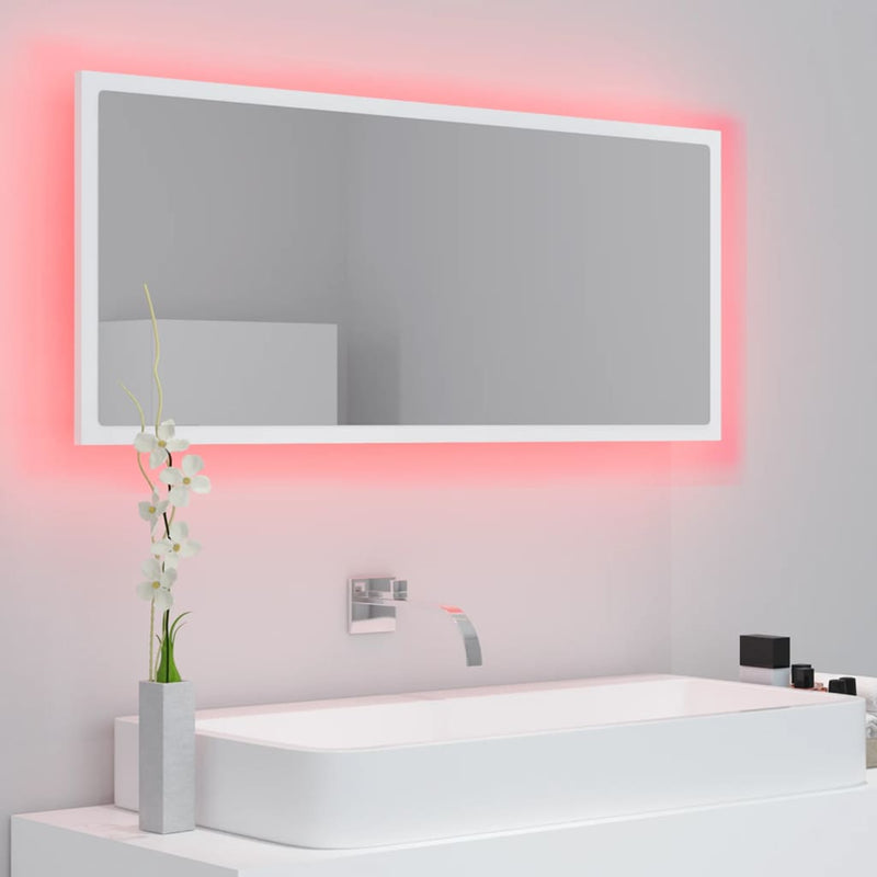 LED Bathroom Mirror White 100x8.5x37 cm Acrylic