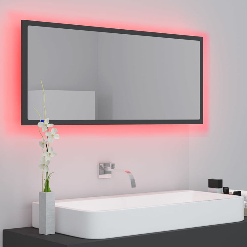 LED Bathroom Mirror Grey 100x8.5x37 cm Acrylic