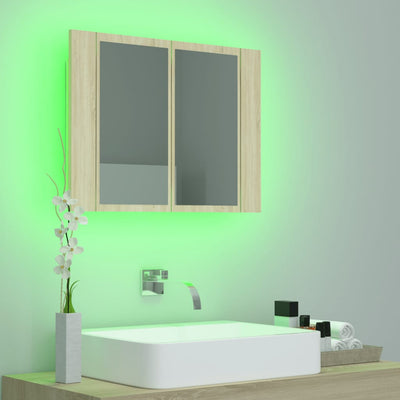 LED Bathroom Mirror Cabinet Sonoma Oak 60x12x45 cm Acrylic