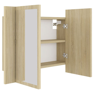 LED Bathroom Mirror Cabinet Sonoma Oak 60x12x45 cm Acrylic