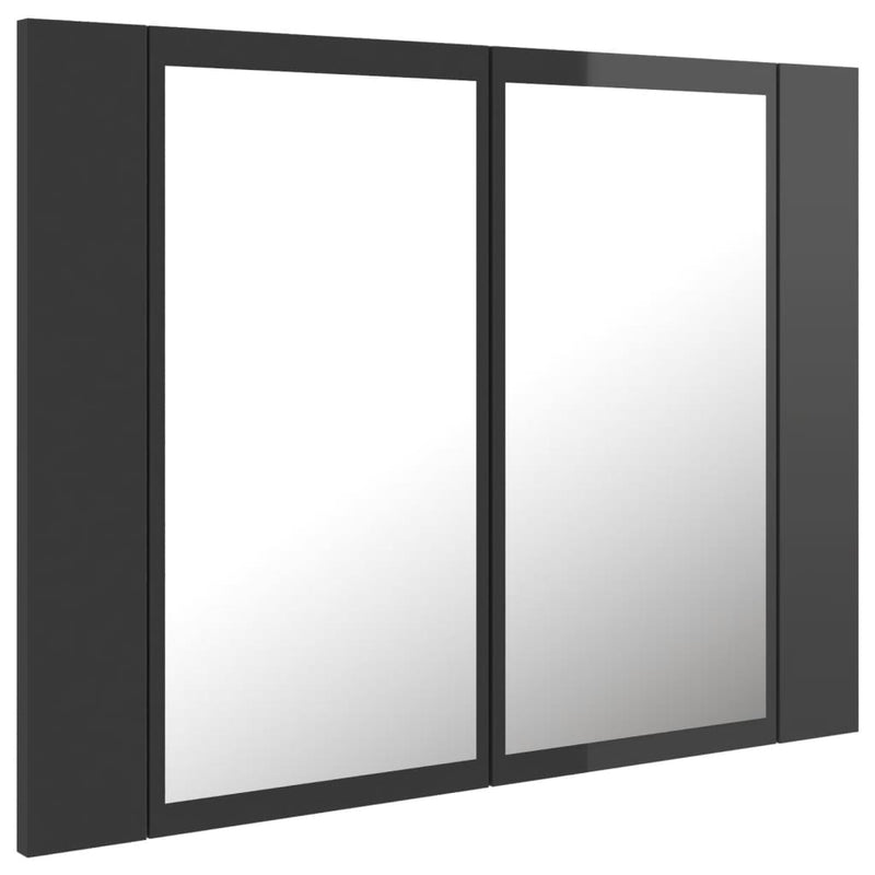 LED Bathroom Mirror Cabinet High Gloss Grey 60x12x45 cm Acrylic