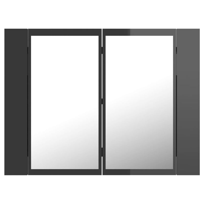 LED Bathroom Mirror Cabinet High Gloss Grey 60x12x45 cm Acrylic