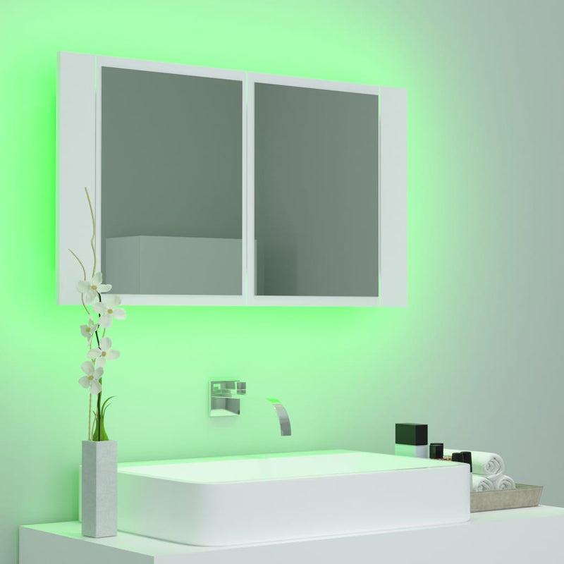 LED Bathroom Mirror Cabinet White 80x12x45 cm Acrylic