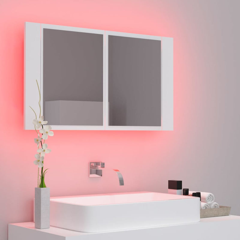 LED Bathroom Mirror Cabinet White 80x12x45 cm Acrylic