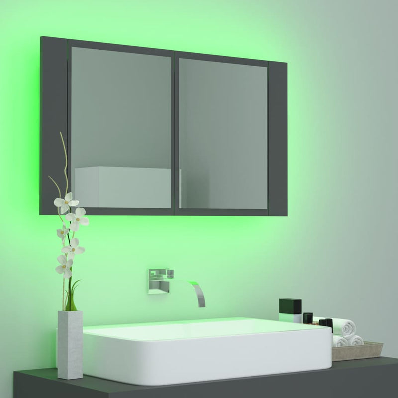 LED Bathroom Mirror Cabinet Grey 80x12x45 cm Acrylic