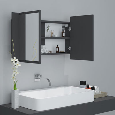 LED Bathroom Mirror Cabinet Grey 80x12x45 cm Acrylic