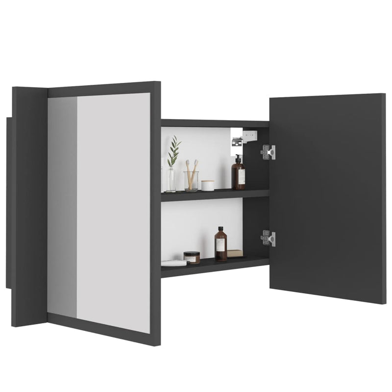 LED Bathroom Mirror Cabinet Grey 80x12x45 cm Acrylic