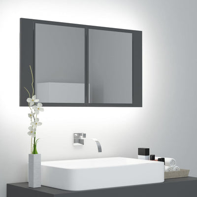 LED Bathroom Mirror Cabinet Grey 80x12x45 cm Acrylic