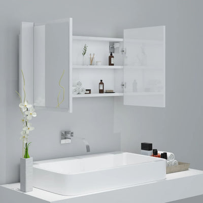 LED Bathroom Mirror Cabinet High Gloss White 80x12x45 cm Acrylic