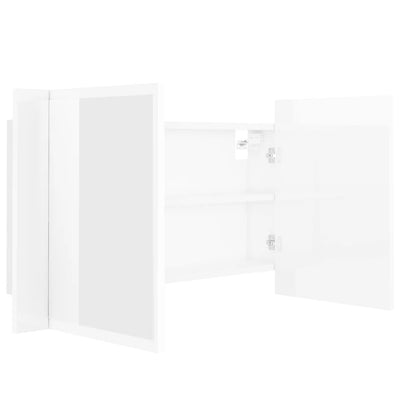 LED Bathroom Mirror Cabinet High Gloss White 80x12x45 cm Acrylic