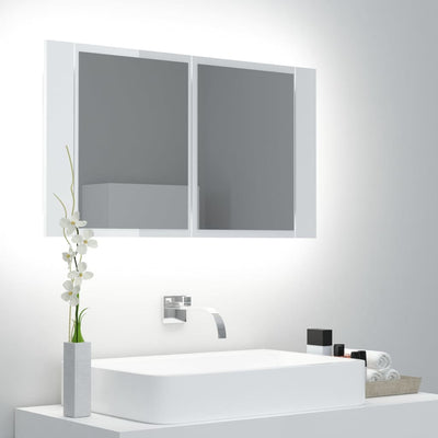 LED Bathroom Mirror Cabinet High Gloss White 80x12x45 cm Acrylic