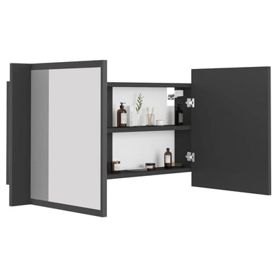 LED Bathroom Mirror Cabinet Grey 90x12x45 cm Acrylic