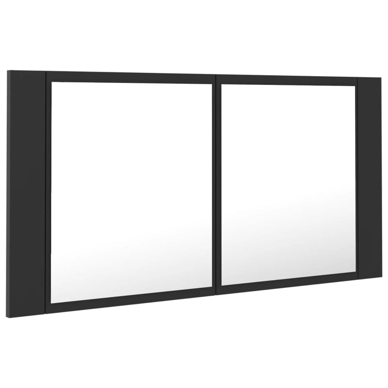 LED Bathroom Mirror Cabinet Grey 90x12x45 cm Acrylic