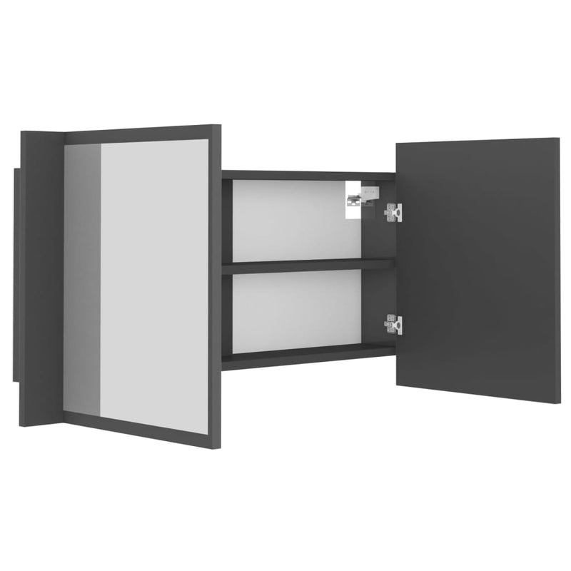 LED Bathroom Mirror Cabinet Grey 90x12x45 cm Acrylic