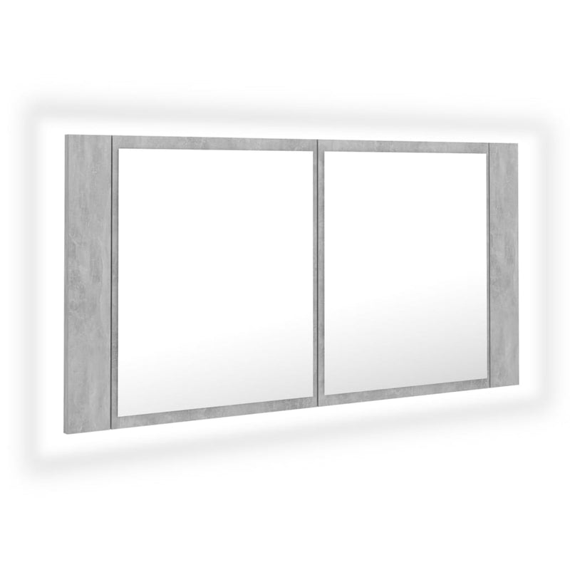 LED Bathroom Mirror Cabinet Concrete Grey 90x12x45 cm Acrylic