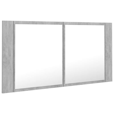 LED Bathroom Mirror Cabinet Concrete Grey 90x12x45 cm Acrylic